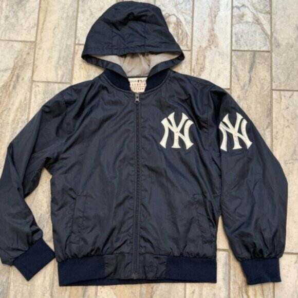 Genuine Merchandise kids youth medium 7/8 blue/white hooded MLB jacket MSRP $120